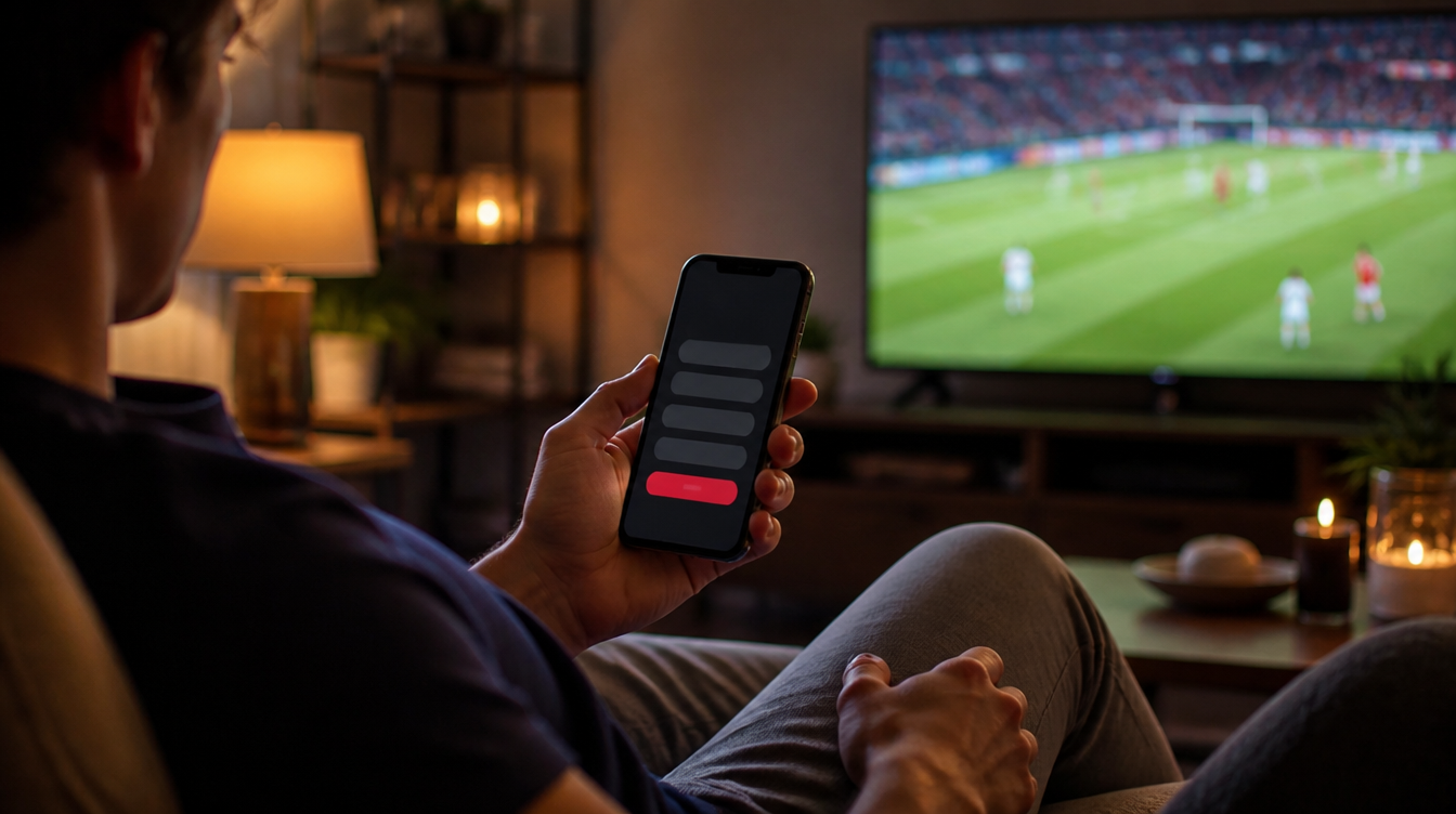 Person prüft auf dem Smartphone ein Streaming-Abo und sucht die Schaltfläche für den Widerruf.