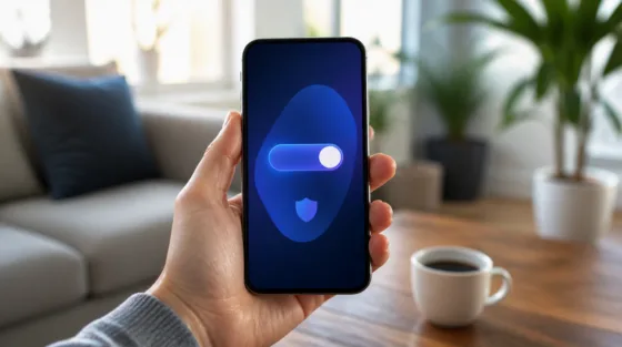 Ein Smartphone zeigt den Update-Bildschirm von iOS auf einem Holztisch.
