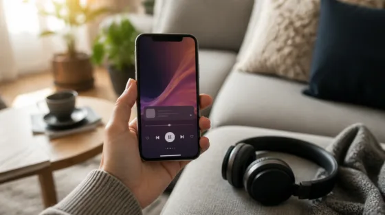 Smartphone mit Musik-App, auf dem eine Nachricht von Tidal zum neuen Abopreis erscheint