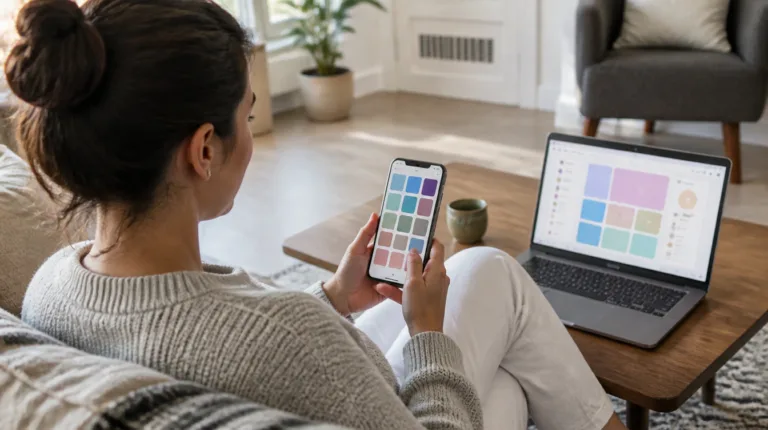 Play: Persönliche KI-Apps ohne Entwicklerkonto: Smartphone mit selbst gebauten Apps, daneben Laptop mit App-Baukasten