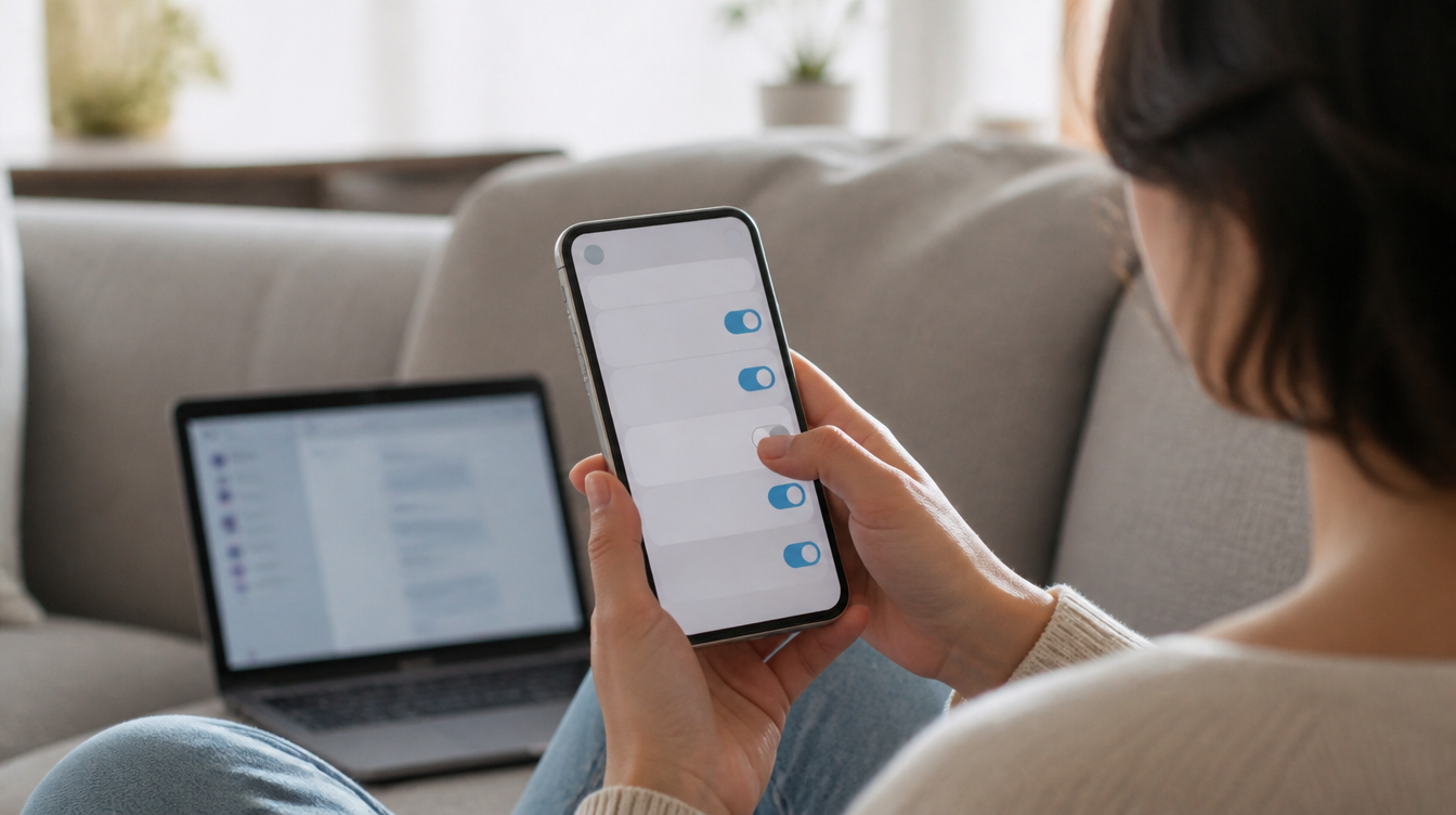 ChatGPT-Werbung abschalten: Person schaltet in den Einstellungen am Smartphone einen Schalter aus