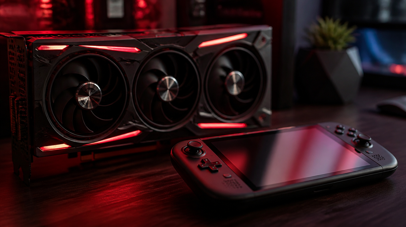 Grafikkarte und Handheld als Symbol für FSR 4.1 auf älterer Radeon-Hardware
