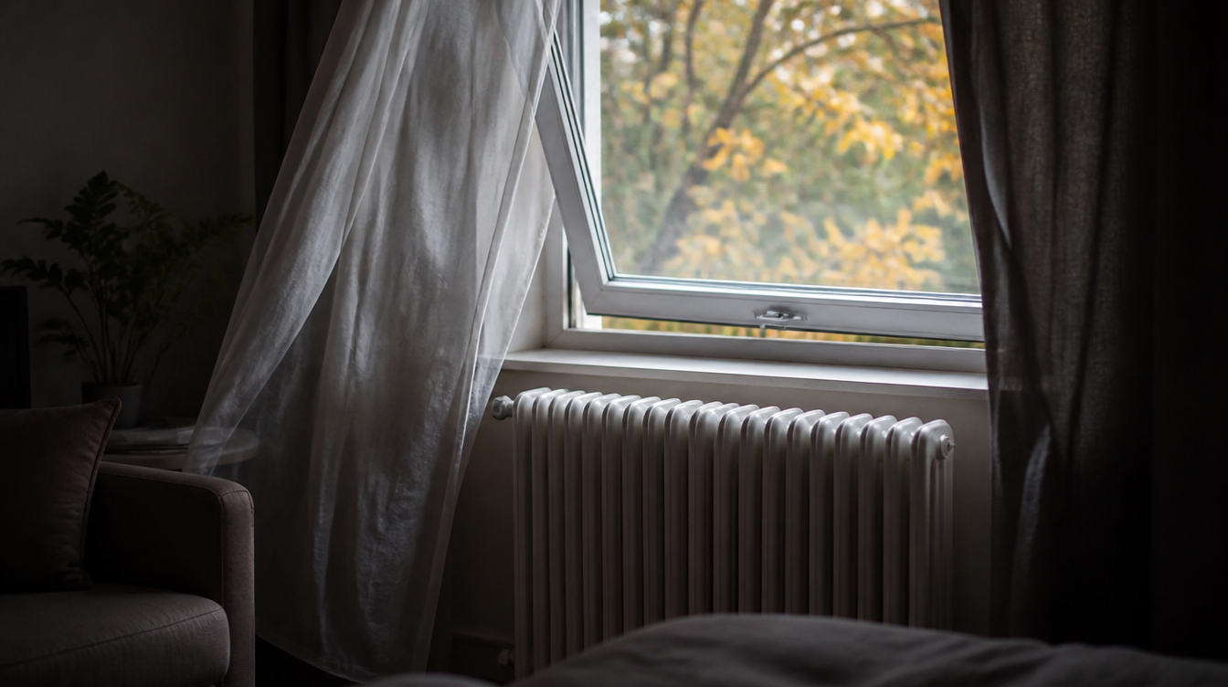 tado Fenster-offen-Erkennung: gekipptes Fenster in einer Wohnung im Herbst