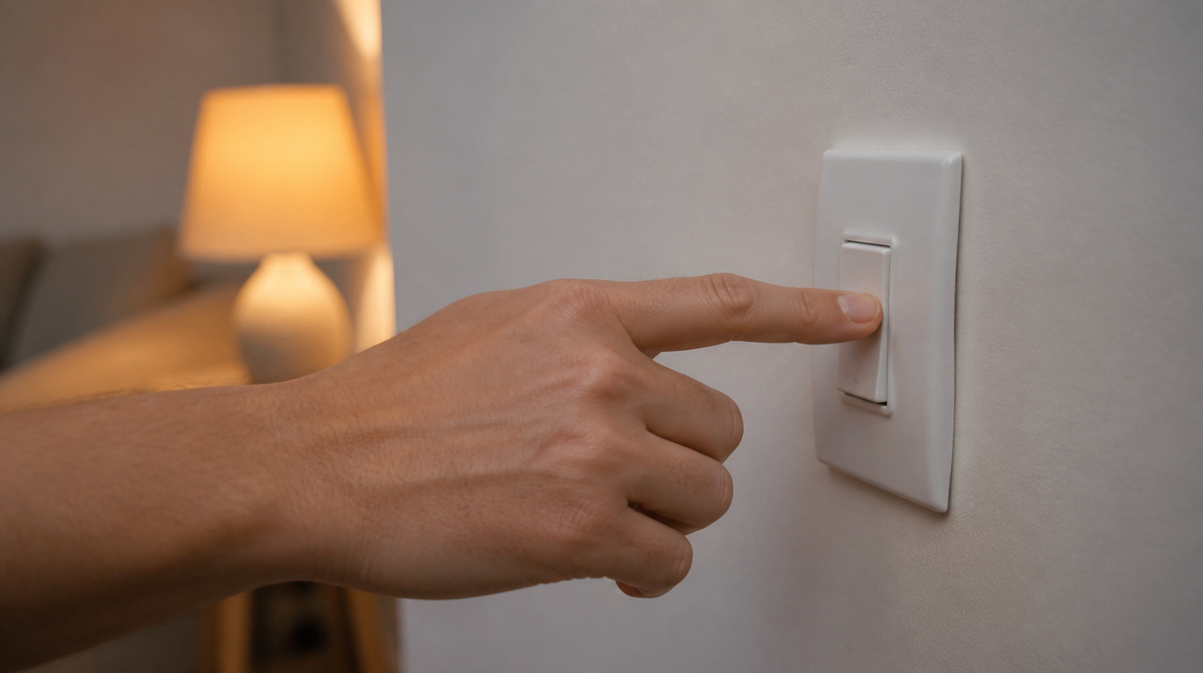 Lokale Steuerung mit SmartThings-Hub: Hand drückt einen Lichtschalter