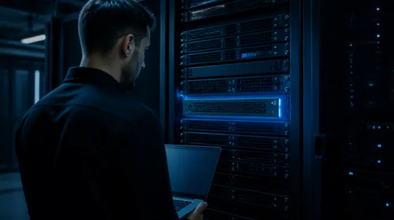 Serverraum als Symbol für die Absicherung einer selbst gehosteten BeyondTrust-Appliance