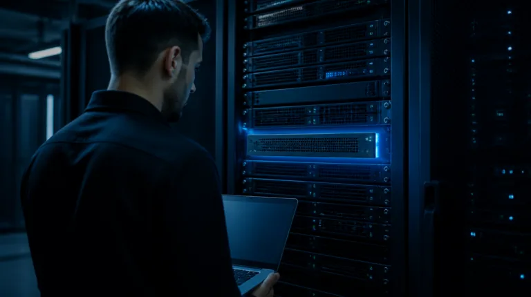 Serverraum als Symbol für die Absicherung einer selbst gehosteten BeyondTrust-Appliance