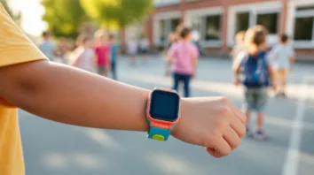 Kind mit Uhr am Handgelenk als Symbolbild für Kinder-Smartwatches