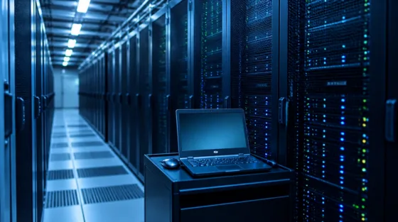 Serverraum mit Wartungsarbeiten für ein dringendes GitLab-Update