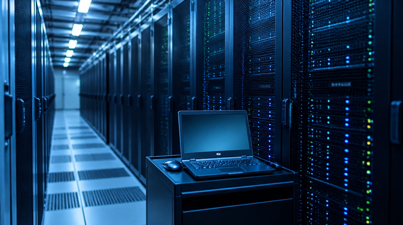 Serverraum mit Wartungsarbeiten für ein dringendes GitLab-Update