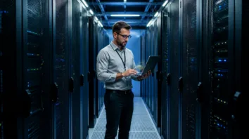 Serverraum mit Racks als Sinnbild für eine selbst betriebene GitLab-Installation