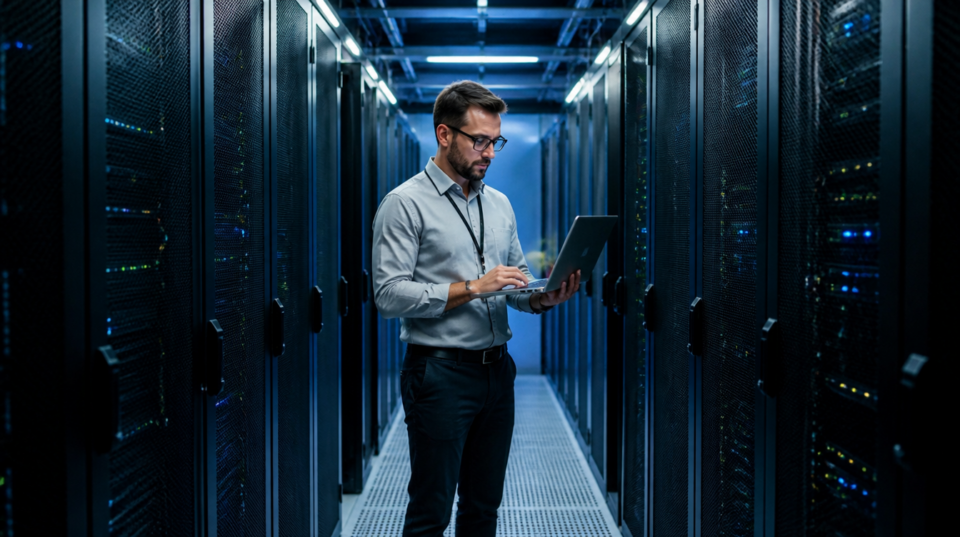 Serverraum mit Racks als Sinnbild für eine selbst betriebene GitLab-Installation