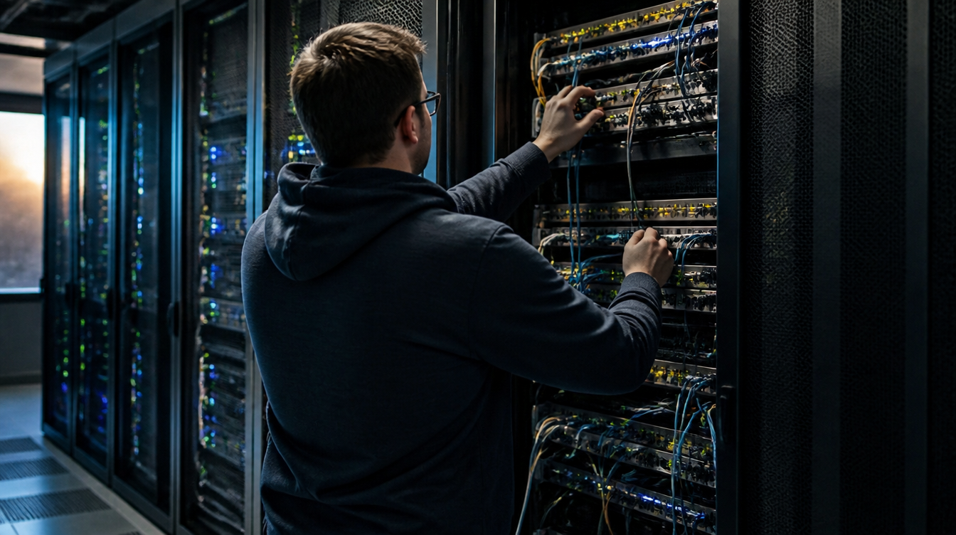 LMCache: Administrator steckt im GPU-Serverraum ein Netzwerkkabel am Switch um