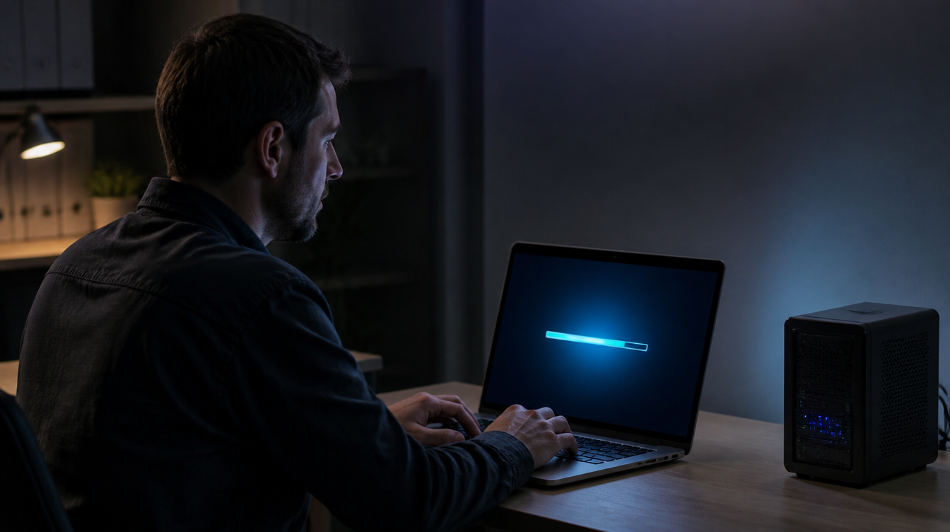 Plex Media Server: Administrator spielt ein Update am Laptop ein