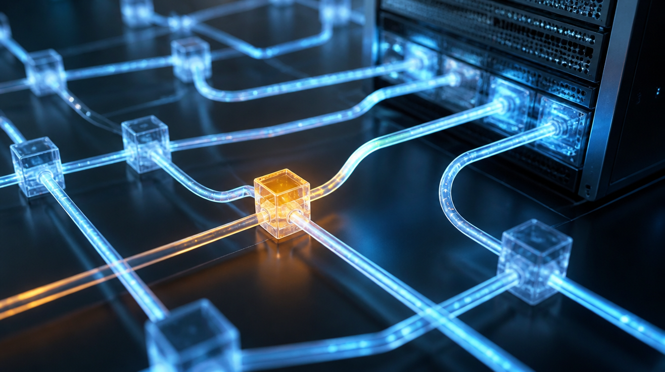 Brotli: Node.js-Schwachstelle: abstraktes Netz aus Datenleitungen mit einem markierten Knoten