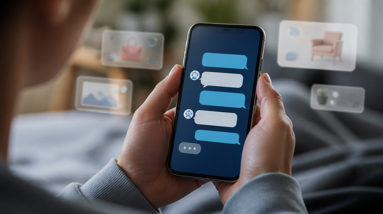 Ein Smartphone zeigt einen Chatbot-Dialog, wie er in Snapchat mit dem KI-Assistenten My AI geführt werden könnte.