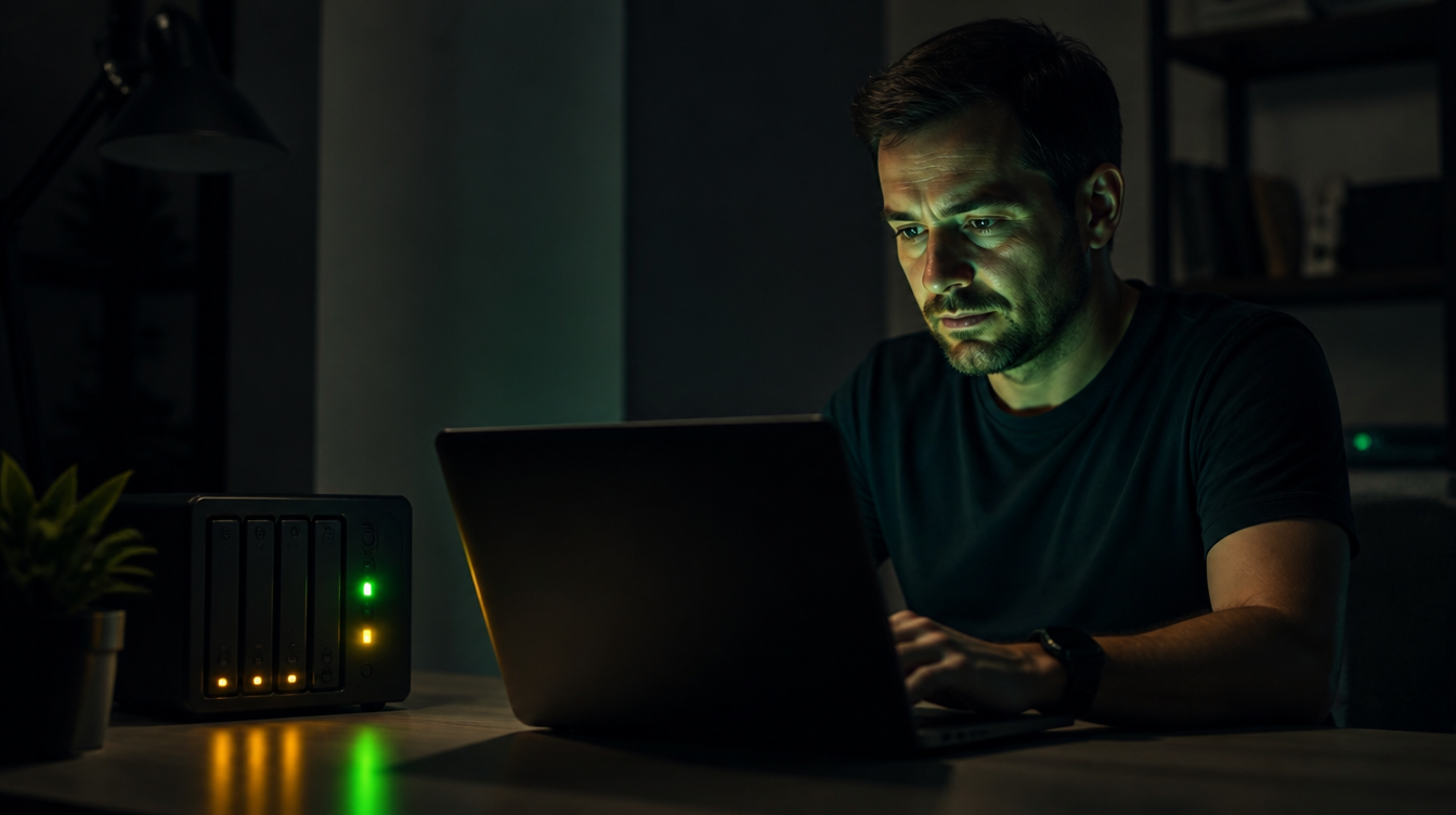 Nextcloud Collabora: Administratorin prüft den Serverstatus am Laptop