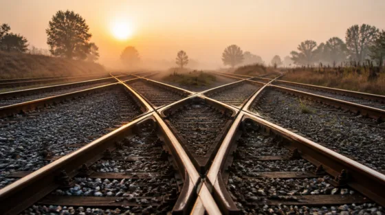 Haiku oder Sonnet, Routing zwischen KI-Modellen: Weiche, an der sich ein Gleis in mehrere Richtungen teilt