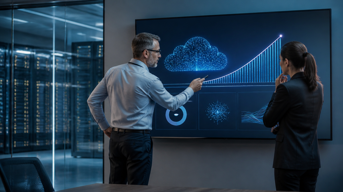 IT- und Finanzverantwortliche prüfen ein Dashboard mit steigender KI-Kostenkurve für Gemini 4 Argon
