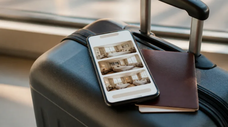 Smartphone mit Buchungsportal als Symbol für das EU-Verfahren gegen Booking.com