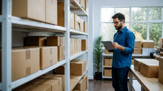 Amazon FBA: Versandkartons im Lager eines Onlinehändlers