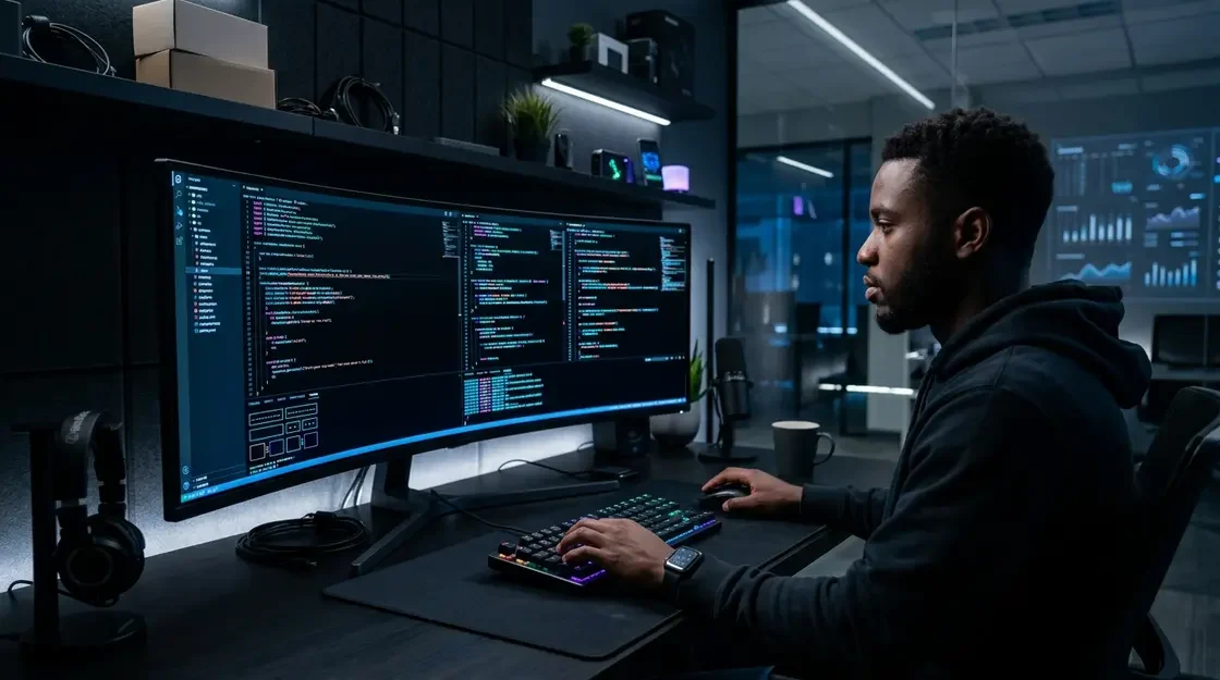Cursor AI, KI Code-Editor – Cursor AI KI Code-Editor mit Gemini 3 Pro auf einem modernen Entwickler-Bildschirm