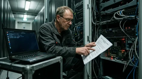 Linux Kernel, Dirty Frag – Linux-Admin im Serverraum prüft Dirty-Frag-Patch-Status am Terminal