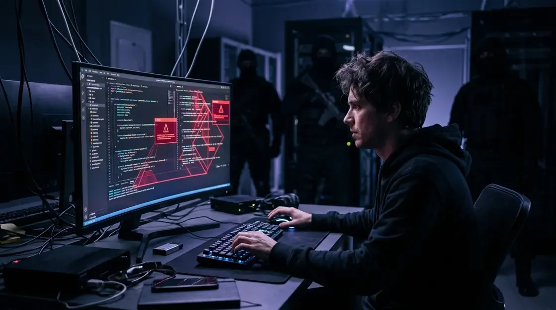 Antigravity, Sicherheit – Google Antigravity KI-Code-Editor mit Sicherheitswarnung auf dem Bildschirm