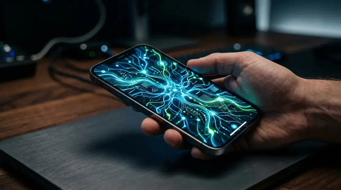 Google COSMO, Android – Google COSMO KI-Assistent auf einem Android-Smartphone mit futuristischer Benutzeroberfläche