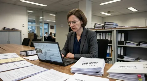 KI-Watermarking, Kennzeichnungspflicht – KI-Watermarking Compliance: EU AI Act Dokumente und C2PA-Metadaten auf Bildschirm