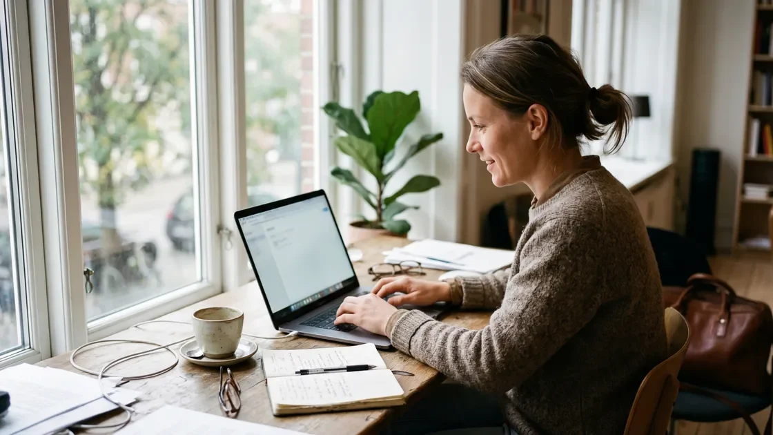 Cloud Souveränität: Europäische Fachfrau arbeitet am Laptop
