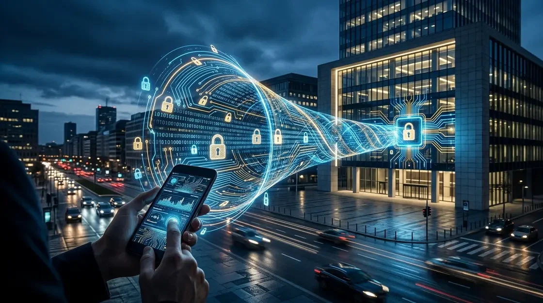 Open Banking, FinTech – Open Banking Architektur: Verschlüsselter Datentunnel zwischen Nutzer und Bank via FinTech