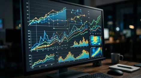 SEO Statistiken, Long-Tail-Keywords – SEO Statistiken 2026 auf einem Analyse-Dashboard mit Keyword-Charts