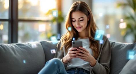 Social Commerce 2026: Frau shoppt per Smartphone über Social Media