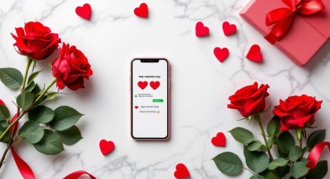 Valentinstag Grüße WhatsApp – Rosen, Smartphone und Liebesbotschaft