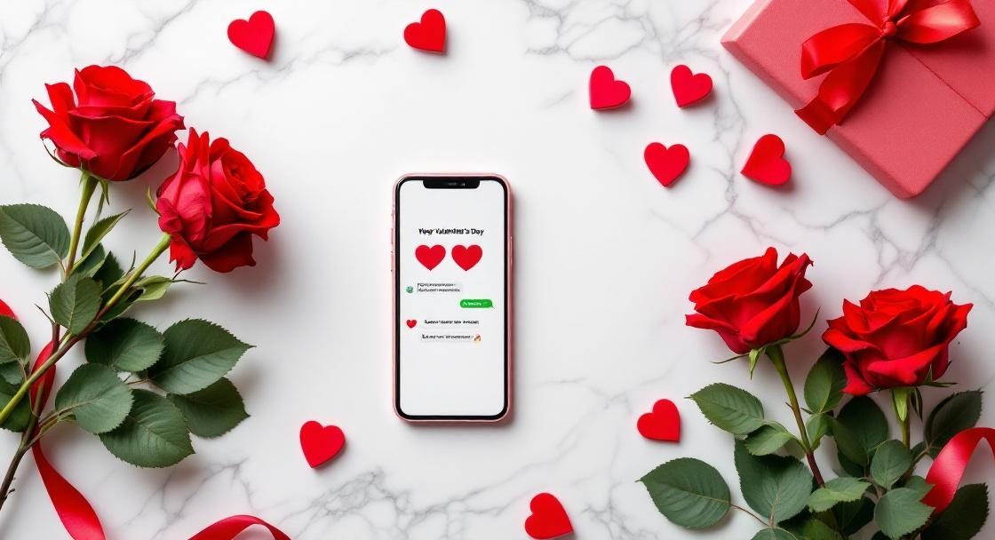 Valentinstag Grüße WhatsApp – Rosen, Smartphone und Liebesbotschaft