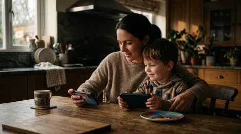 Eltern verwaltete Konten auf WhatsApp: Mutter und Kind richten gemeinsam ein Konto ein