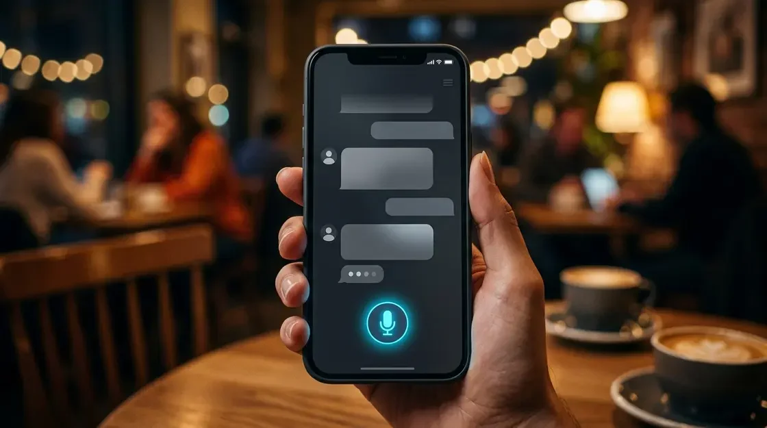 WhatsApp KI, Voice-Features – WhatsApp KI Voice-Assistent: Smartphone mit KI-Chat und Mikrofon-Symbol